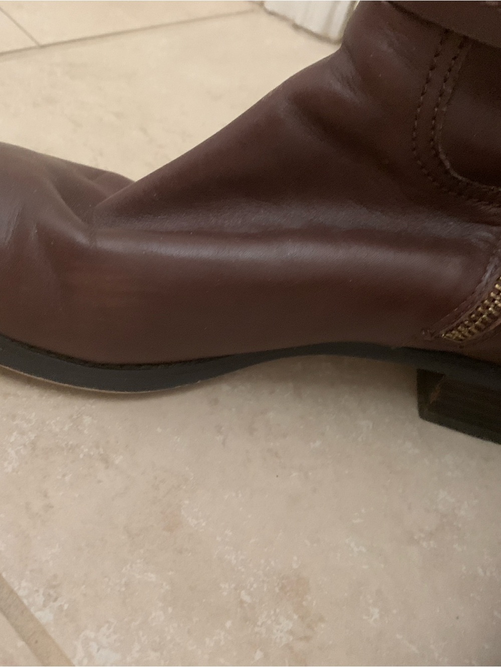 Michael Kors Stockard Brown Leather Tall Riding Boots Gold MK Logo Size 9.5M - Picture 13 of 16